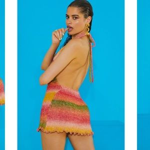 Jade london rainbow knit halter dress backless